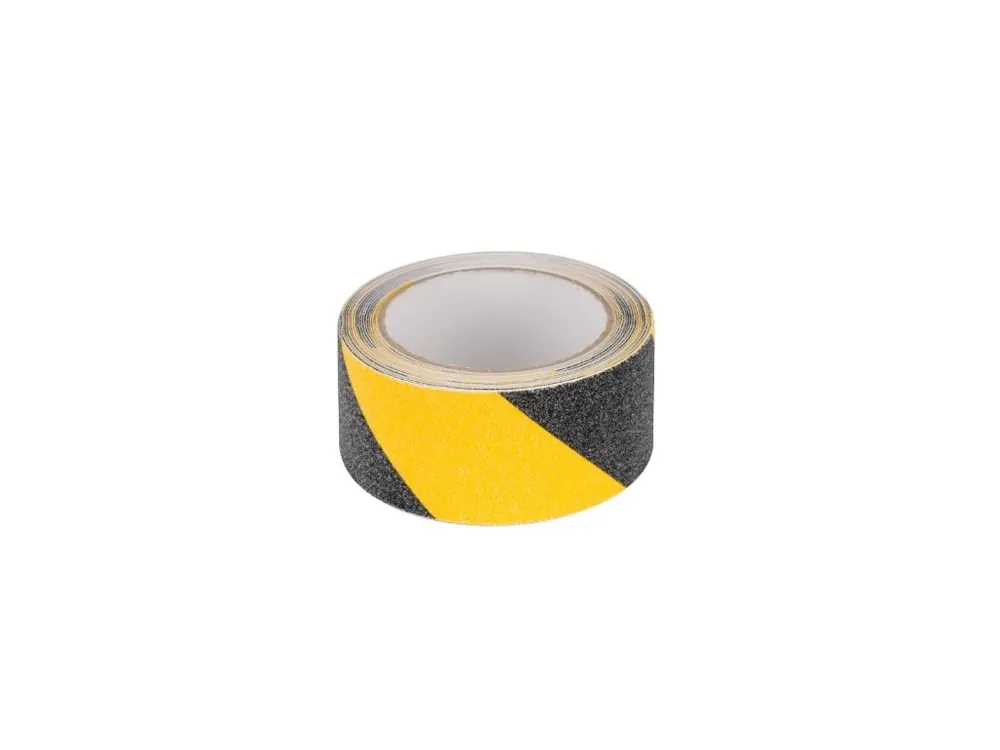Ověřený Bezpečnostní protiskluzová šrafovaná páska žlutočerná 0,75 mm x 50 mm x 5 m