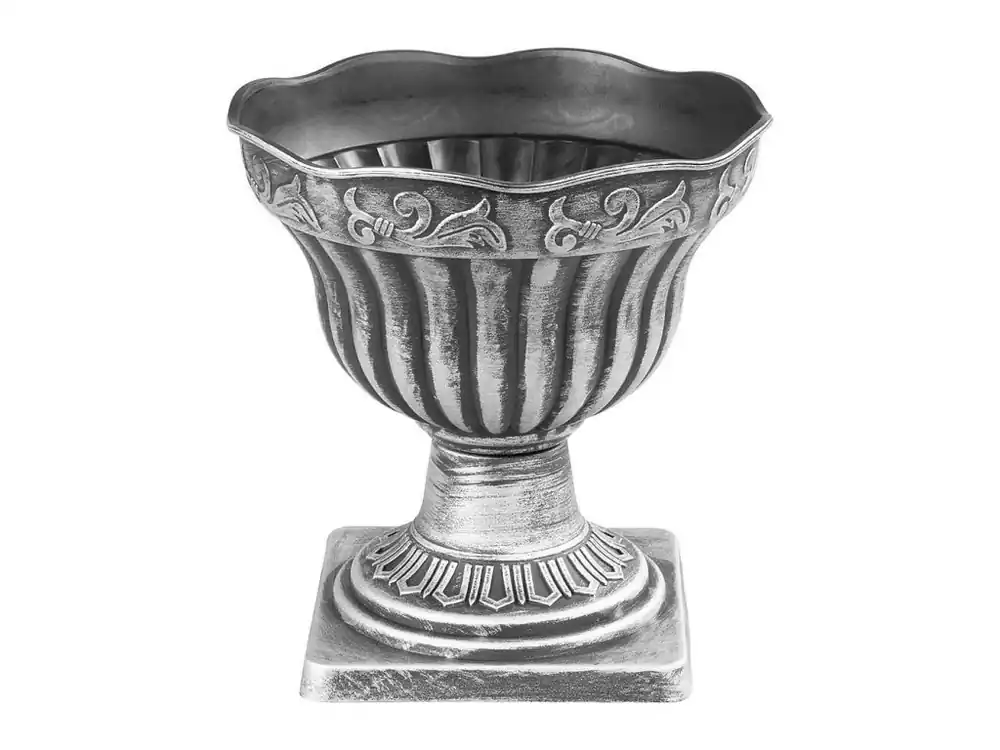Kup Teď Kvetináč Antik s podstavcem 30x30cm stříbrný, metalický efekt