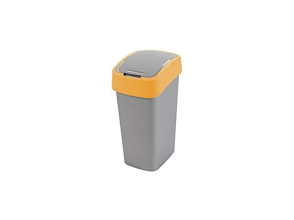 Odpadkový koš Curver FLIP BIN šedostříbrný se žlutým víkem, 25l Zlevněný