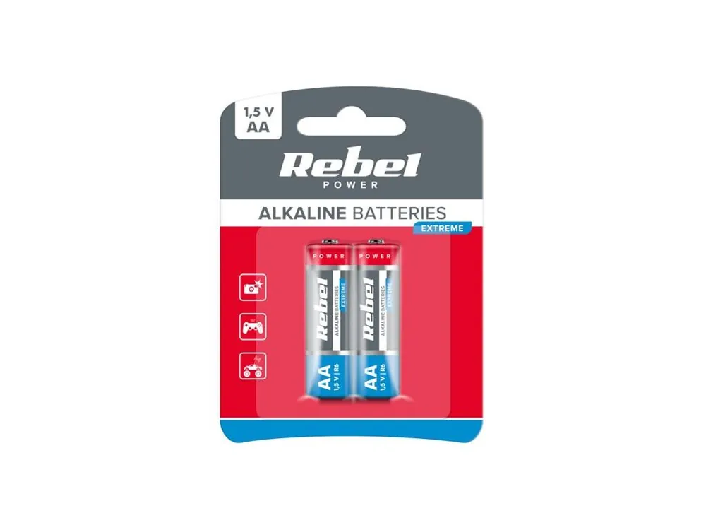 Baterie AA (R6) alkalická REBEL EXTREME Alkaline Power 2ks / blistr BAT0091B Jen Po Omezenou Doba