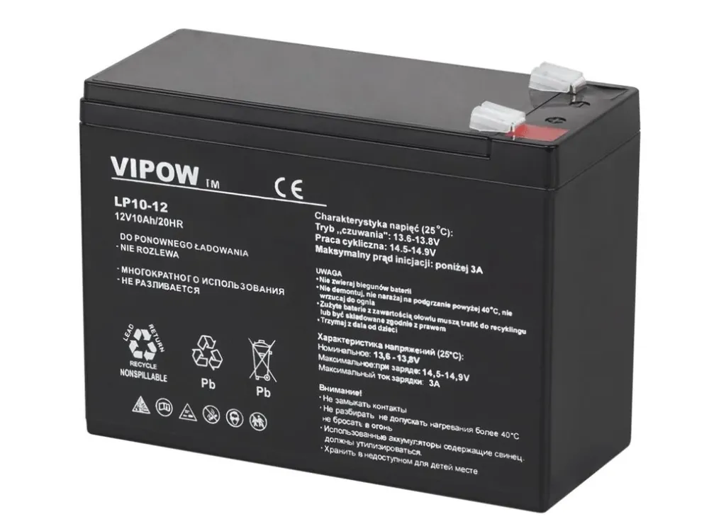 Baterie olověná 12V / 10Ah VIPOW BAT0215 gelový akumulátor Jen Po Omezenou Doba