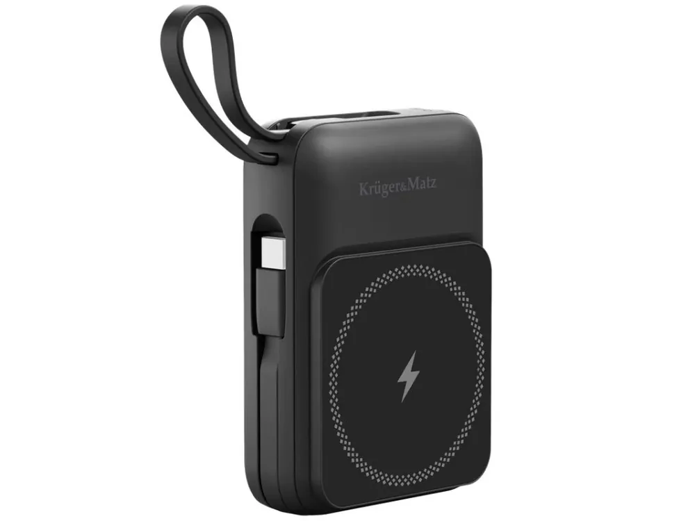 Indukční nabíječka powerbanka 10000mAh KRUGER & MATZ KM0913-B, s podporou MagSafe, kabel, černá Horká Nabídka