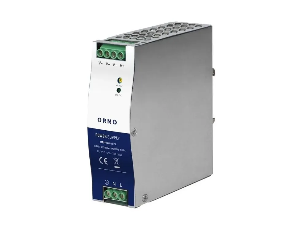 Poslední Šance Průmyslový napájecí zdroj spínaný ORNO OR-PSU-1673, 12V/10A, 120W, na DIN lištu
