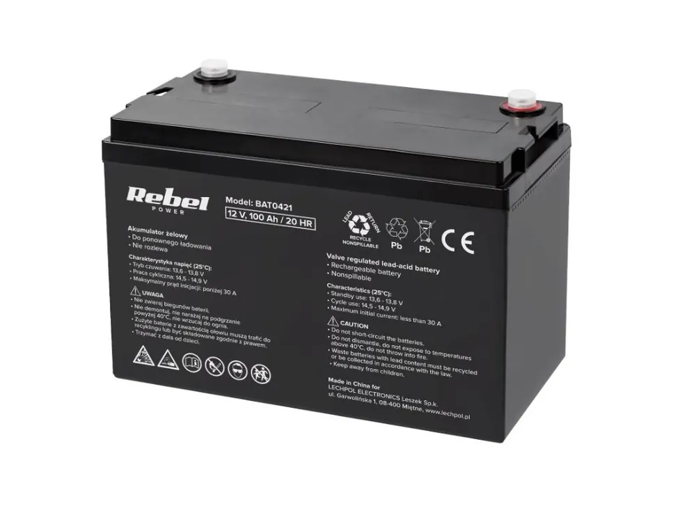 Značkový Baterie olověná 12V / 100Ah REBEL BAT0421 gelový akumulátor