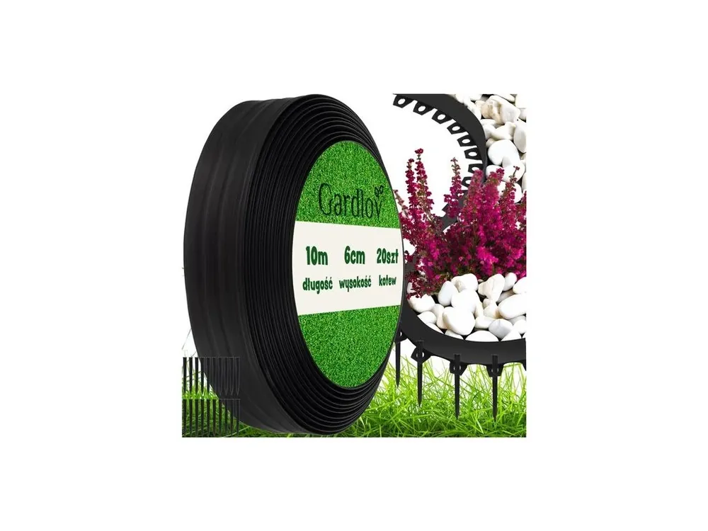 Zahradní plastový obrubník 60mm, 10m s kolíky Gardlov 24562 Finální Výprodej
