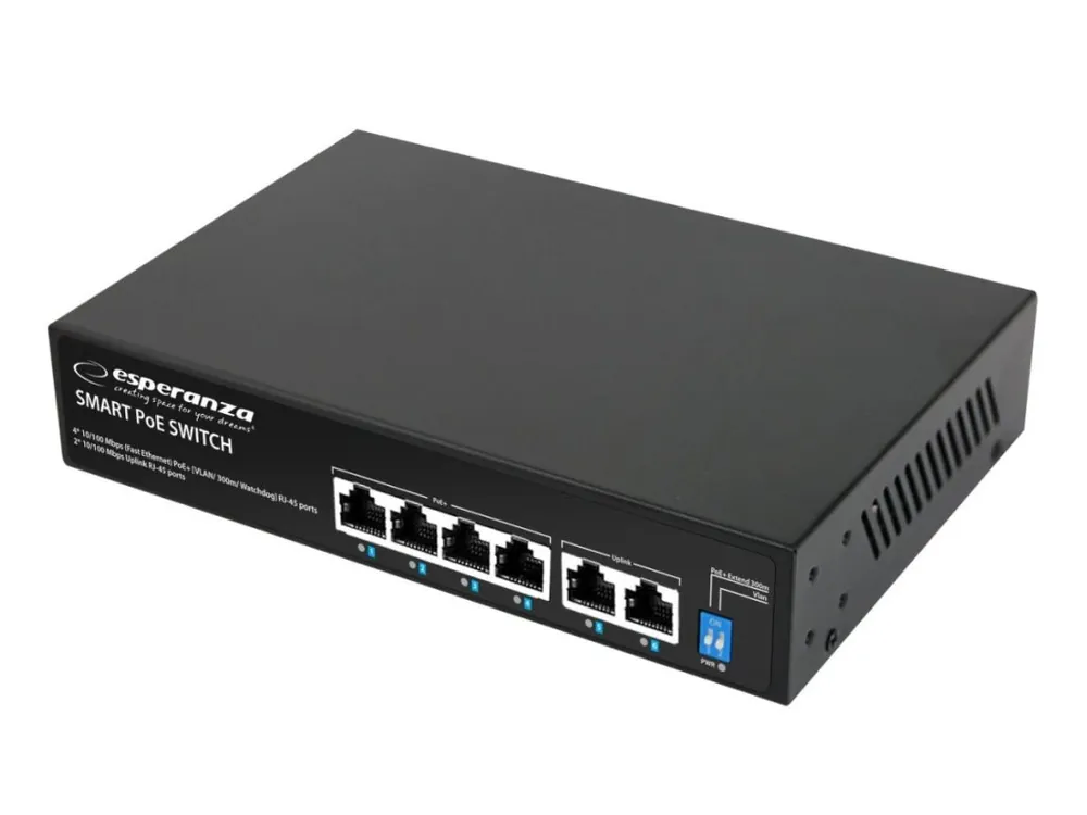 Super Cena Switch Esperanza Spinner ENS105, 10/100Mbps, 4PoE+2, 60W