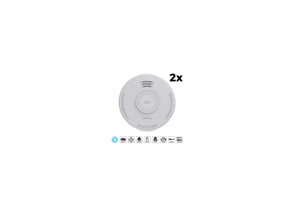 Detektor kouře s baterií na 5 let 2 ks Alecto SD530 2X Levný