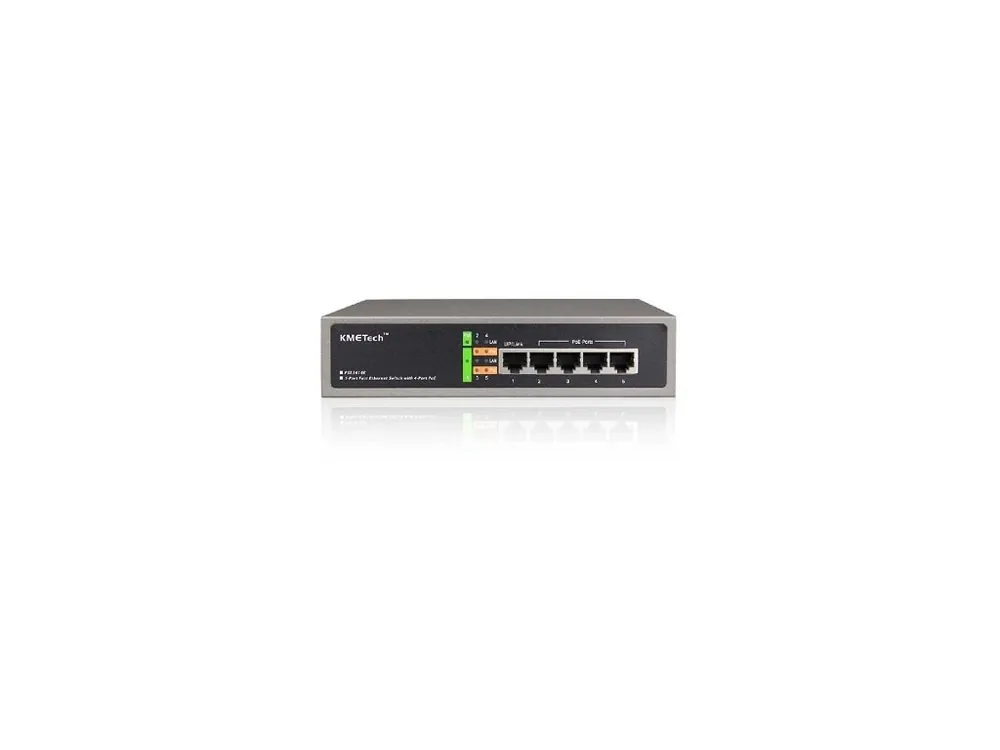 KMETech POE Swtich 4 portový, 10/100 M rychlost, 15.4 W - 1x kanál Výhodná Nabídka