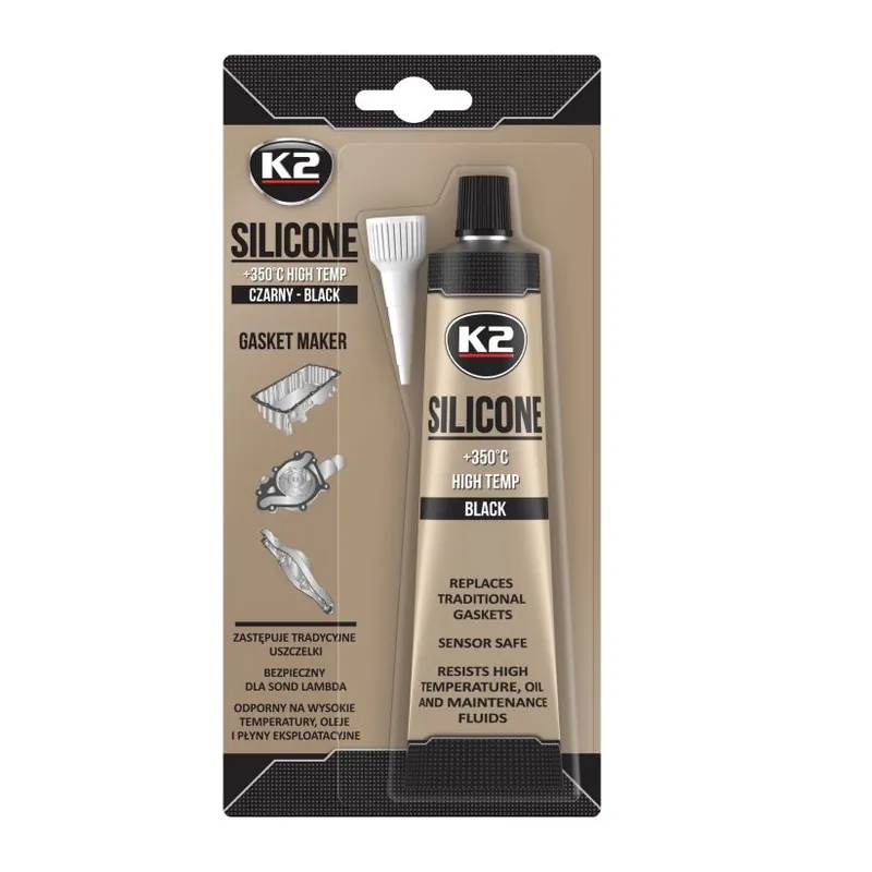 Super Cena Tmel silikonový vysokoteplotní +350°C černý K2 SILICONE High Temp, 85g