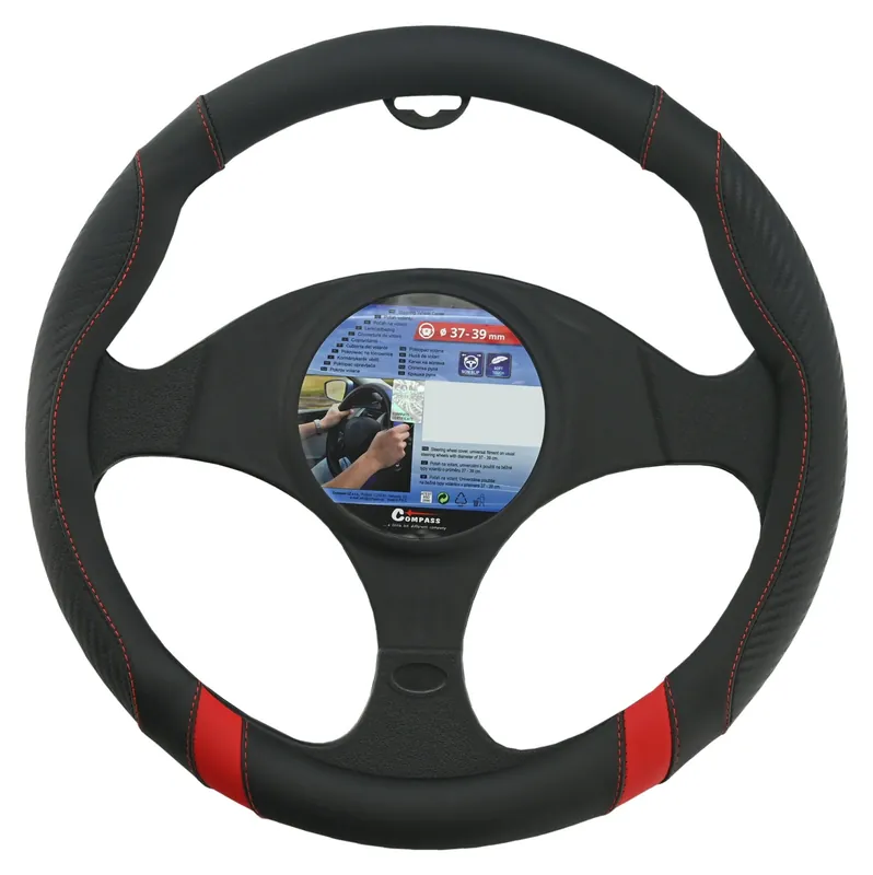 Potah volantu TOURING 37 - 39 cm Compass - červený Must-Have