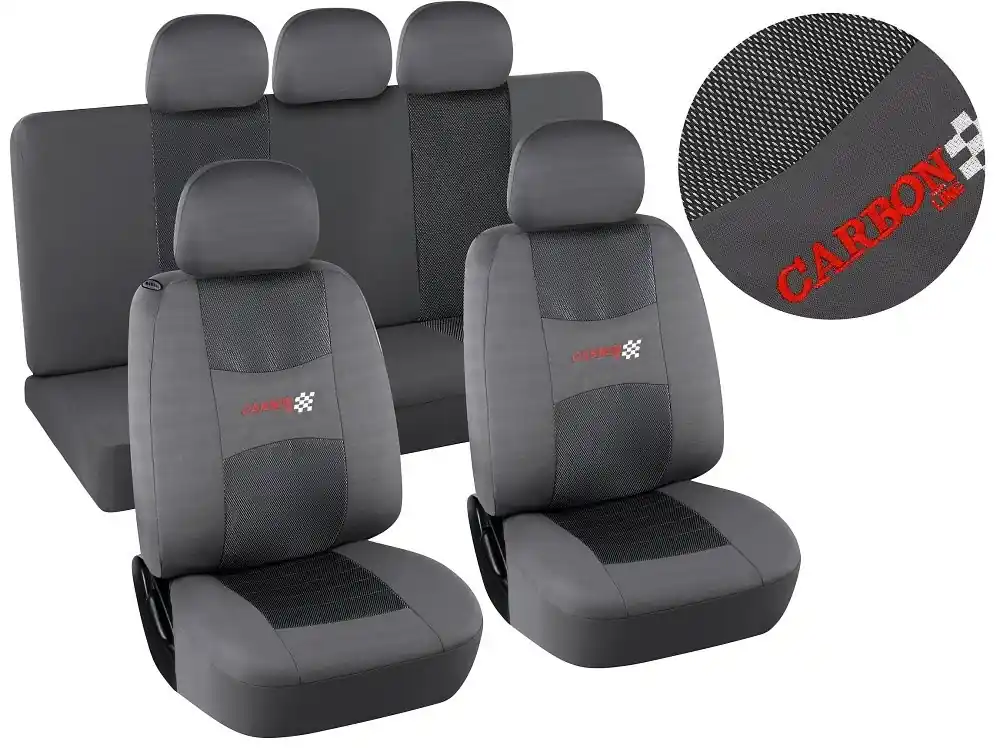 Potahy sedadel CARBON LIGHT airbag 9 ks - šedé Oblíbený