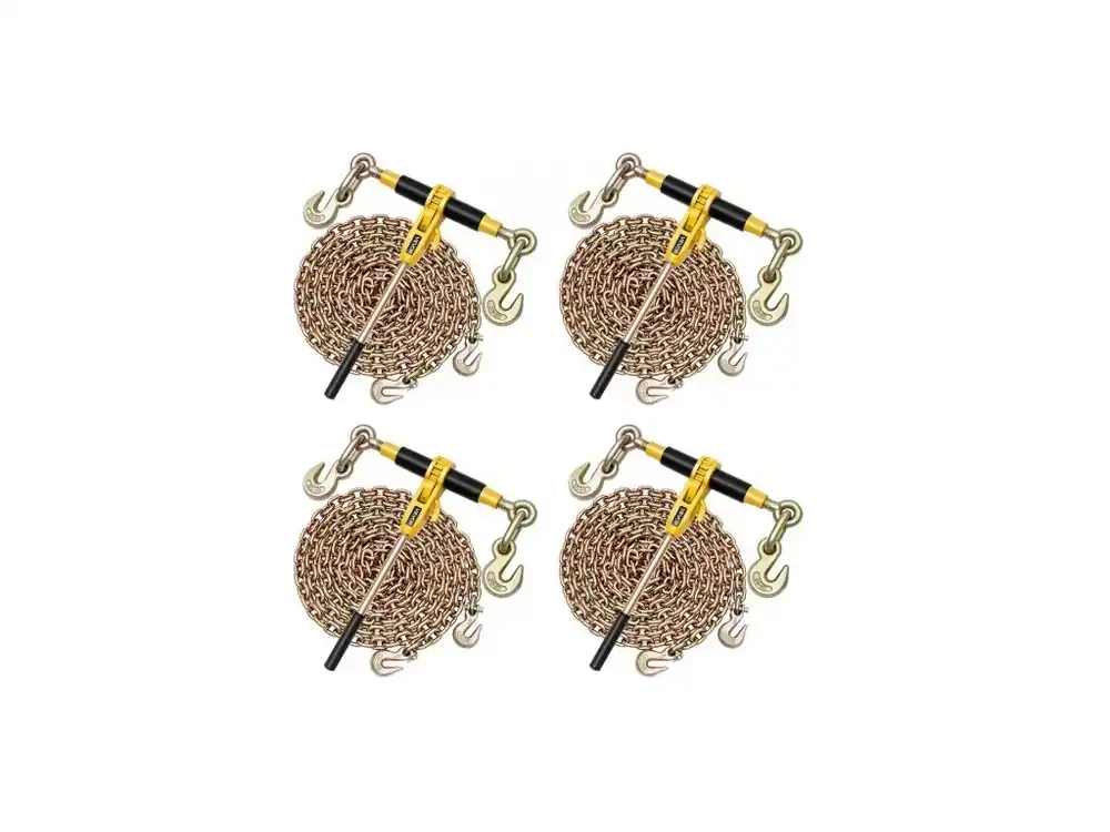 Řetězový vázací mechanismus s ráčnou, řetězy G80 10 mm x 6,1 m, nosnost 4173 kg, sada řetězů a vázacích mechanismů, upevňovací a tahací řetězové vázací mechanismy pro tažení, těžbu dřeva a zvedání Nízká Cena