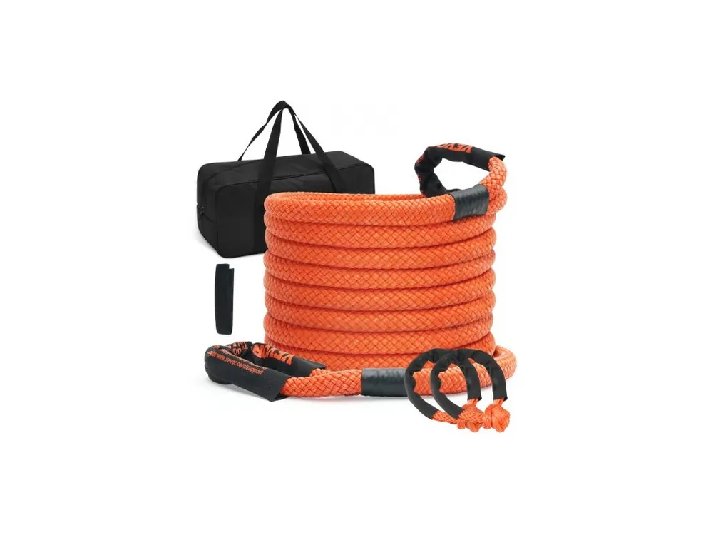 Tažné lano 7/8" (2,2 cm) x 30‘/9,1 m, kinetické lano pro záchranu, 30 580 liber/13 876,4 kg, odolný popruh pro terénní použití se 2 měkkými pouty (41 750 liber/18 927,5 kg), extrémně odolný, 30% elasticita, energeticky úsporný popruh pro jeep, Top Prodej