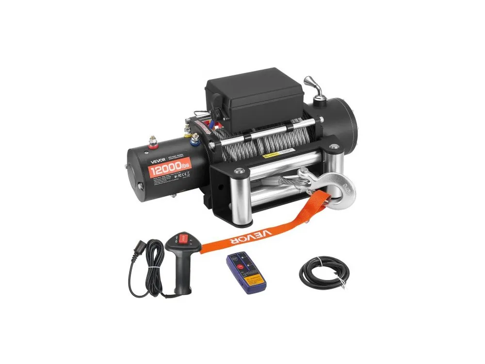 Ihned K Objednání Elektrický naviják , nosnost 5400 kg, 12V DC naviják pro nákladní vozidla s ocelovým lanem Φ9,1 mm x 24 m, bezdrátové a kabelové dálkové ovládání, vodotěsný IP55 pro tažení SUV, jeepu, přívěsu, lodi, terénního vozidla