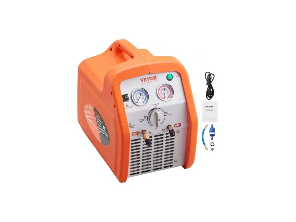 Novinka 1 HP zařízení na regeneraci chladiva - Dvouválcové přenosné zařízení na regeneraci klimatizace s ochranou proti vysokému tlaku 220-240V 50Hz zařízení na regeneraci HVAC pro plynné kapalné chladivo, klimatizace do auta
