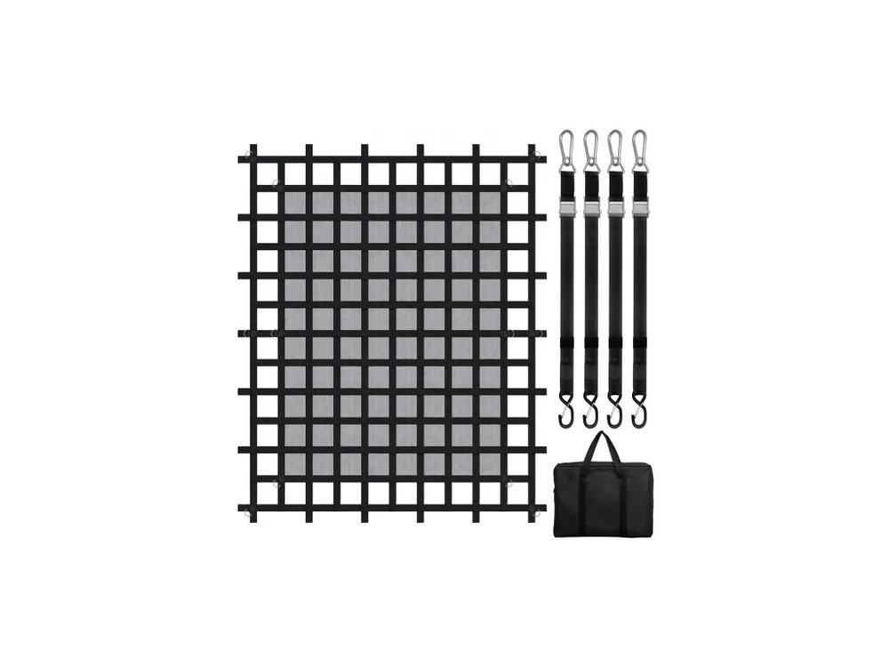 Síť Cargo Net, 96" x 81" (243 cm x 204 cm), těžká síť pro nákladní automobily na korbu, 4 nastavitelné popruhy s karabinami a S-háky, odolná proti opotřebení a povětrnostním vlivům, vhodná pro pickup, nákladní automobil, džíp, SUV, loď Víkendová Akce