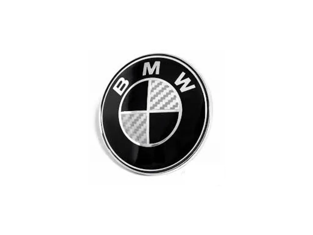 BMW černobílý zadní znak na kufr 74mm karbon stříbrný Jen Po Omezenou Doba
